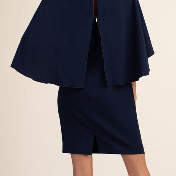 Trina Turk Wilderness Drapey Cape Sheath Dress Indigo Size 0 New - Picture 5 of 9